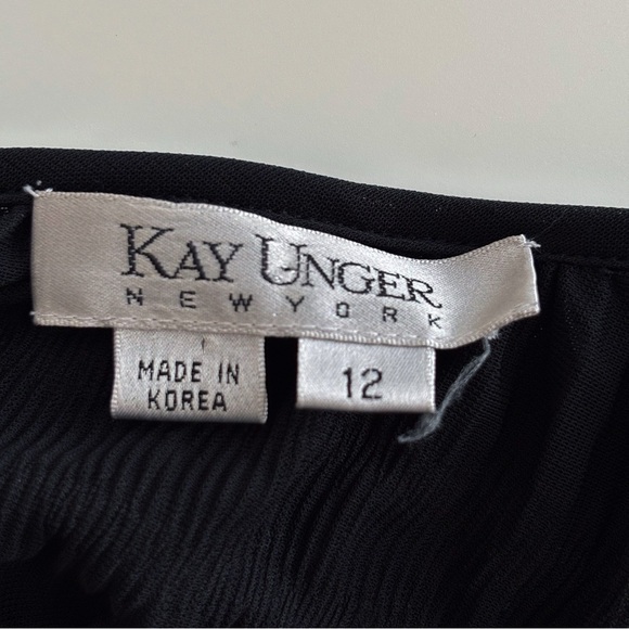 Kay Unger Ruffle Blouse 12 Perforated Black - Picture 6 of 9
